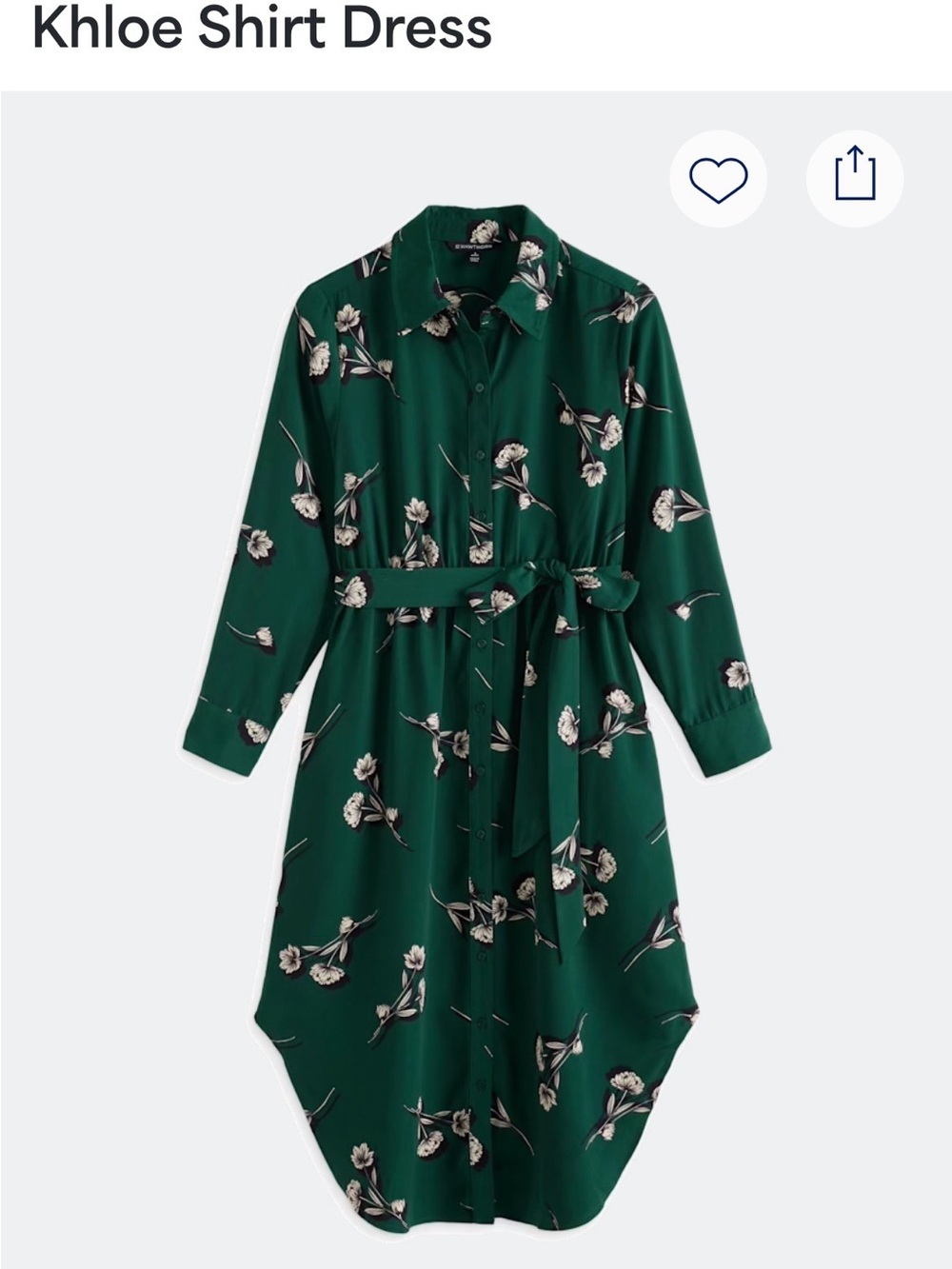 41 Hawthorn Green Floral Long Sleeve Shirt Dress